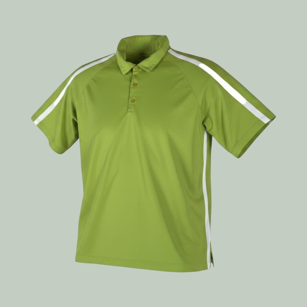 Nike Golf Dri-Fit Men's XL Polo Shirt Green White Striped Athletic Performance